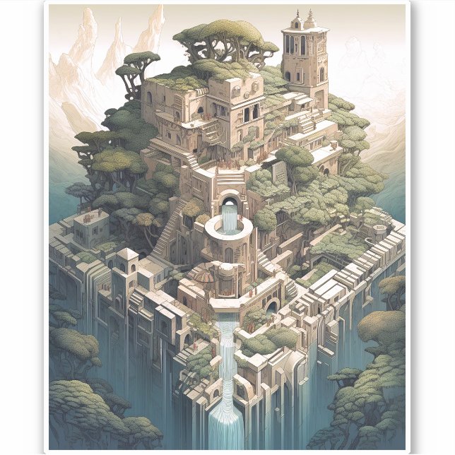 Adesivo Surreal Geométrico Paisagem Fantasia Art (Frente)
