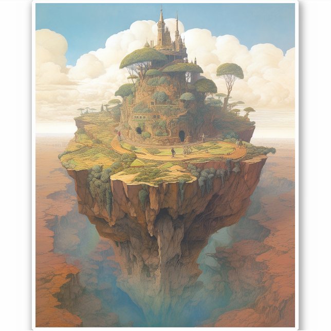 Adesivo Surreal Island Landscape Fantasy Art (Frente)