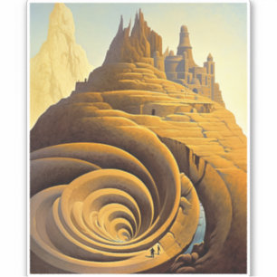 Adesivo Surreal Mountain City Fantasy Art