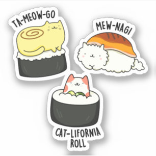 Adesivo Sushi Cats Funny Sushi Pun