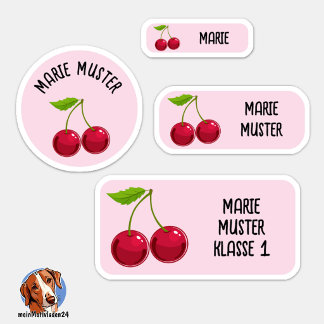 Adesivo Süße Kirsche Namensaufkleber rosa – 24er Set