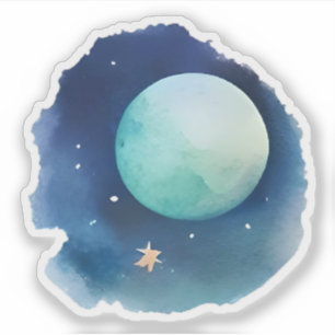 Adesivo Sussurros Lunares: Capa de Noite de Aquarela