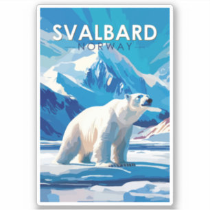 Adesivo Svalbard Norway Polar Bear Viagem Art Vintage