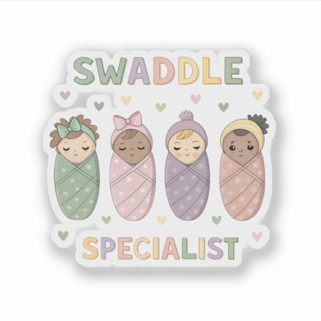 Adesivo Swaddle Specialist Cute Baby Illustration (Frente)