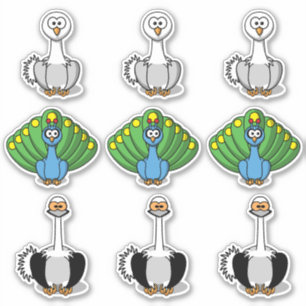 Adesivo Swan, Peacock, Ostrich Cartoons Large