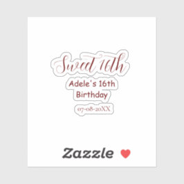 Adesivo Sweet 16th birthday purple pastel mauve retro name