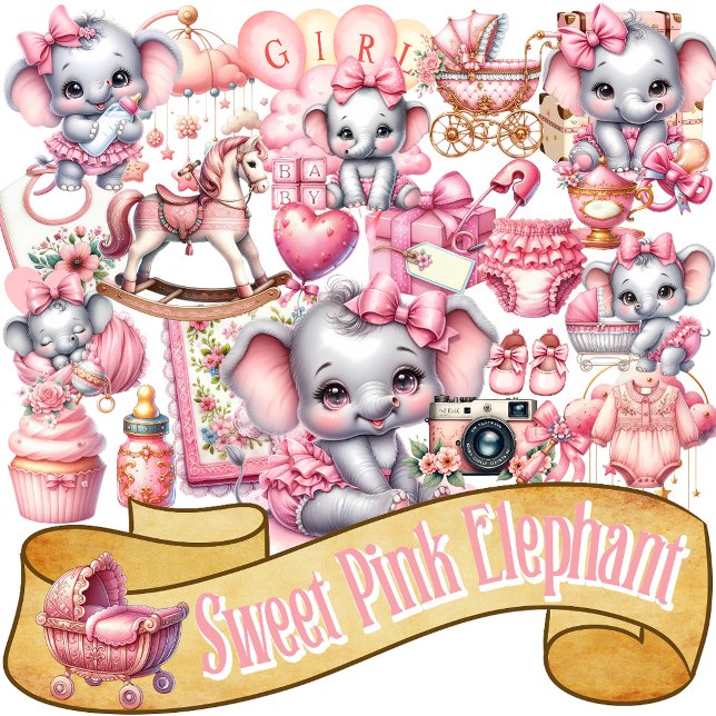 Adesivo Sweet Pink Elephant - Peanut Smiles (Criador carregado)