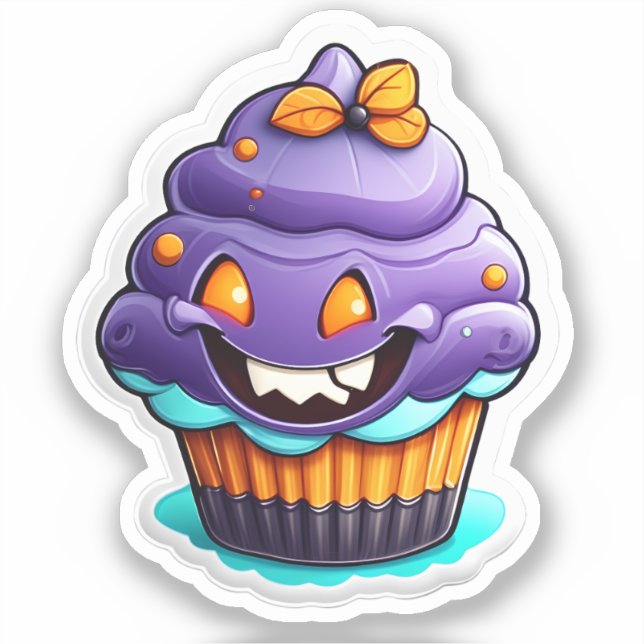 Adesivo Sweets de teia: Cupcake de Halloween (Frente)