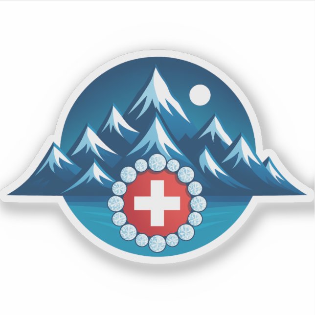 Adesivo Swiss Alps Illustration (Frente)