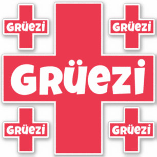 Adesivo Swiss Hello Gruezi Cinco Autocolantes Separados