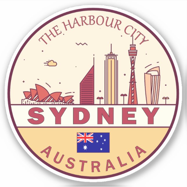 Adesivo Sydney Austrália City Skyline Emblem (Frente)