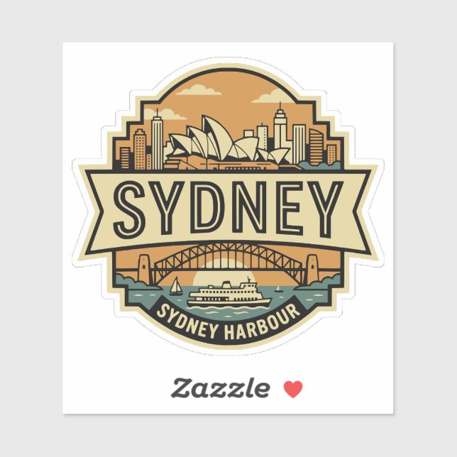 Adesivo Sydney Skyline Australia Opera House Travel Badge  (Folha)