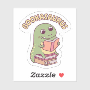 Adesivo T-rex Dinossauro Fofo Lendo Um Livro Bookasaurus D
