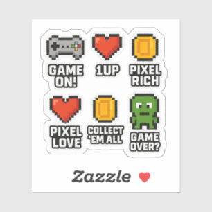 Adesivo T-Shirt Jogador de Pixel Retro   Ícones divertidos