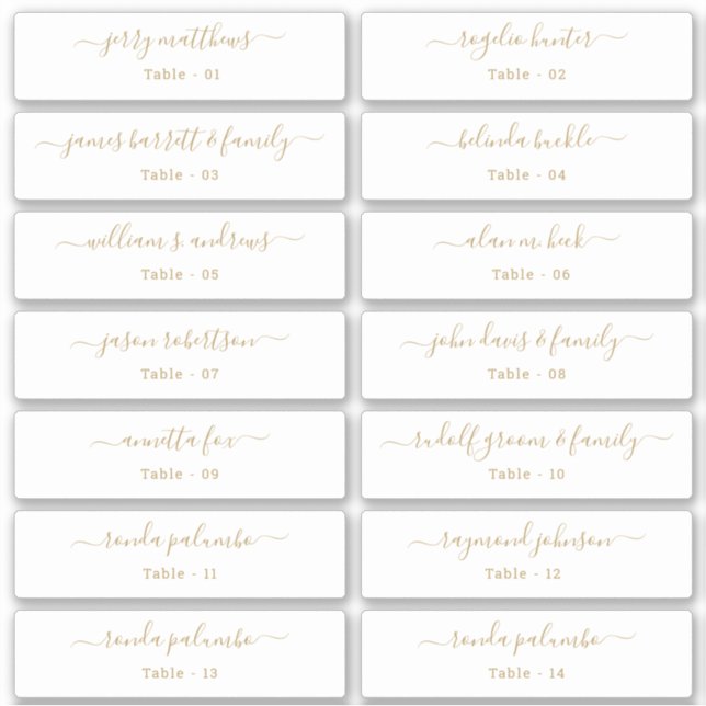 Adesivo Tabela Nomes de Convidado do Cartão Local de Casam (Frente)