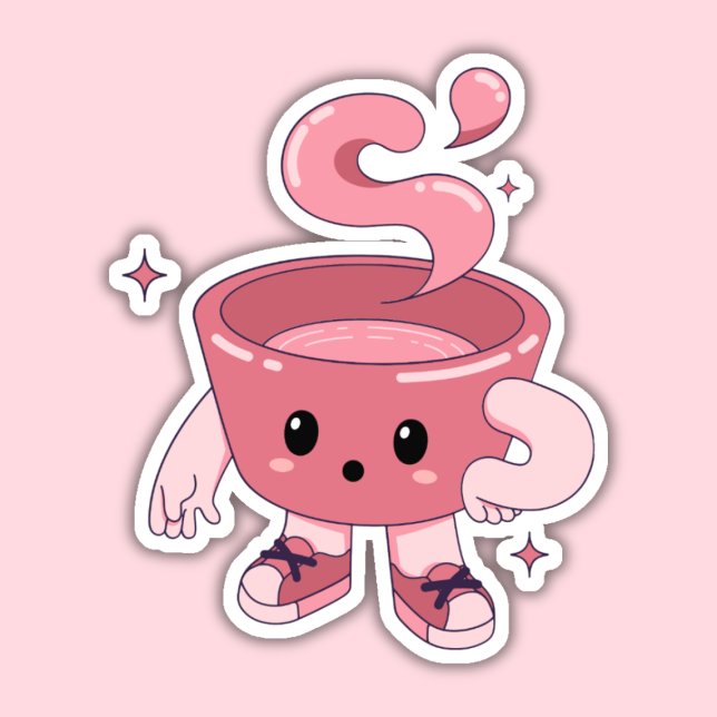 Adesivo Taça do Café Kawaii, Taça de Chá Cuta (Criador carregado)