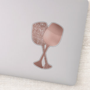 Adesivo Taças De Vinho Brilho Metálico Dourado Rosa
