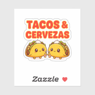 Adesivo Tacos Fofo & Cervezas Design de Desenho Animado de