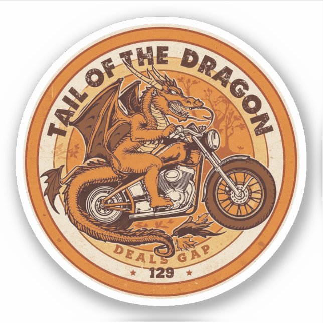 Adesivo Tail of the Dragon Deals Gap Motorcycle road trip  (Frente)
