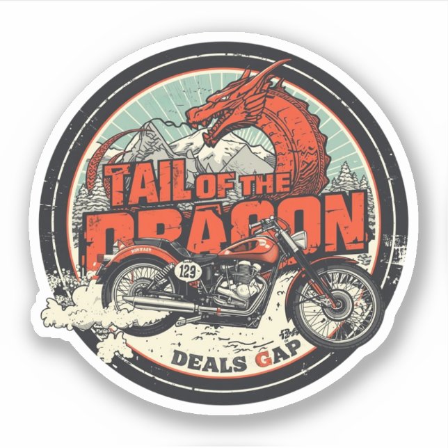 Adesivo Tail of the Dragon Deals Gap Motorcycle road trip  (Frente)