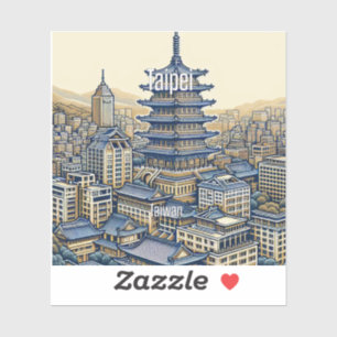 Adesivo Taipei Taiwan vinil de 3 polegadas