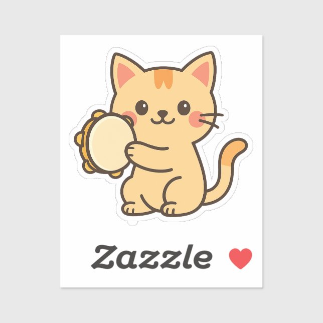 Adesivo Tambourine Cat Joyful Art (Folha)