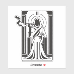 Adesivo Tarot Alta Sacerdotisa Fumo de Maconha Ocultismo