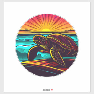 Adesivo Tartaruga ao Pôr do Sol, Inspirando Design da Natu