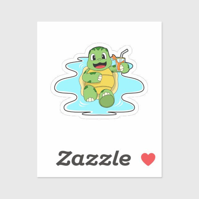 Adesivo Tartaruga com Bebida em Água (Folha)