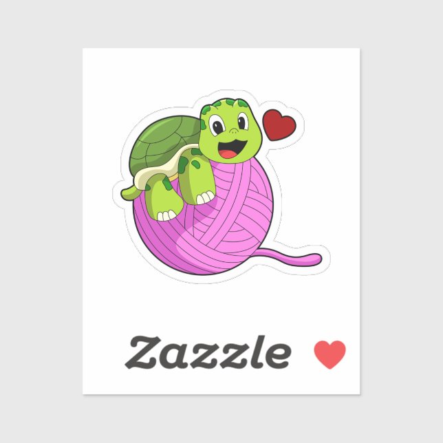 Adesivo Tartaruga com Bola de Lã (Folha)