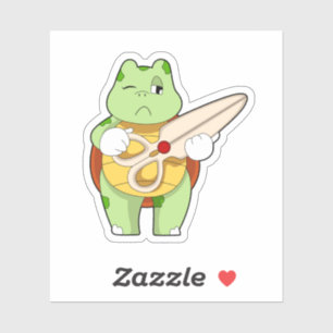 Adesivo Tartaruga como cabeceira com tesoura