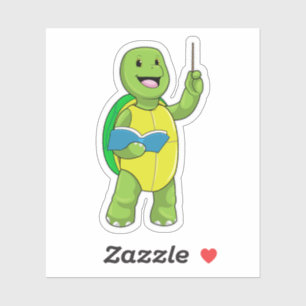 Adesivo Tartaruga como Professora com Livro e Ponteiro