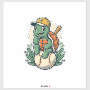 Adesivo Tartaruga de Beisebol Ilustração Vintage Gráfico D
