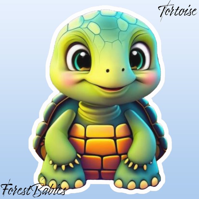 Adesivo Tartaruga-frita-cortesia-frágil com desenho animad (Tortoise ForestBabies Sticker)