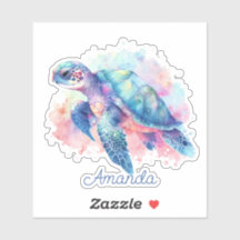 Tartaruga Marinha de Cores Aquáticas Monograma