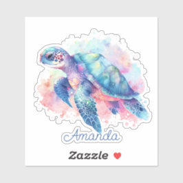 Adesivo Tartaruga Marinha de Cores Aquáticas Monograma