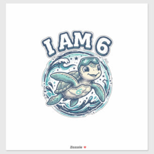 Adesivo Tartaruga Marinha Fofa Eu Tenho 6 Anos Camisa Vint