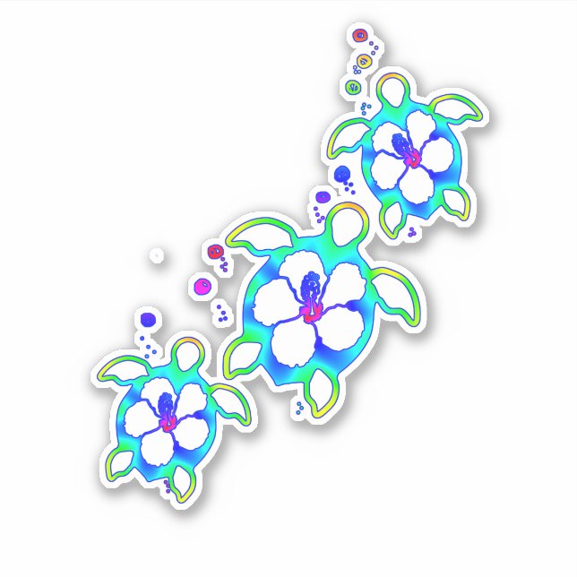 Adesivo Tartarugas havaianas Honu costeiras (Frente)