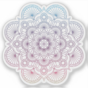 Adesivo Tatuagem azul roxo tirado da mandala mão retro