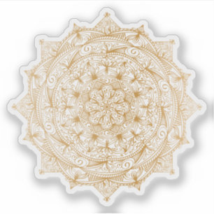 Adesivo Tatuagem tirado do ouro da mandala mão retro
