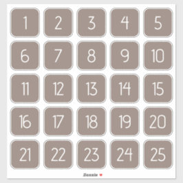 Adesivo Taupe Gray Customizable Square Number Stickers