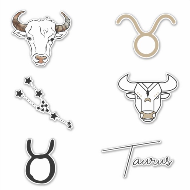 Adesivo Taurus, Astrologia de aniversário do Bull, preto-z (Frente)