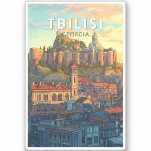 Adesivo Tbilisi Georgia Illustration Viagem Art Vintage