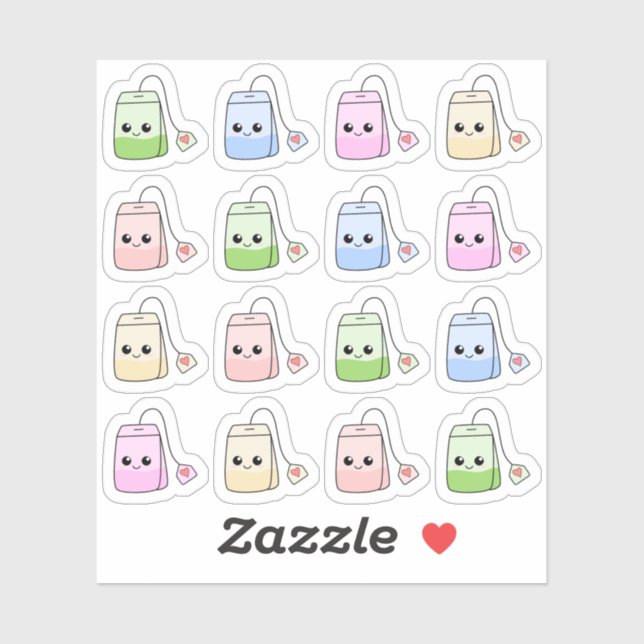 Adesivo Tea bolsas Cozy Tea Time Cute Kawaii Bujo Planner (Folha)