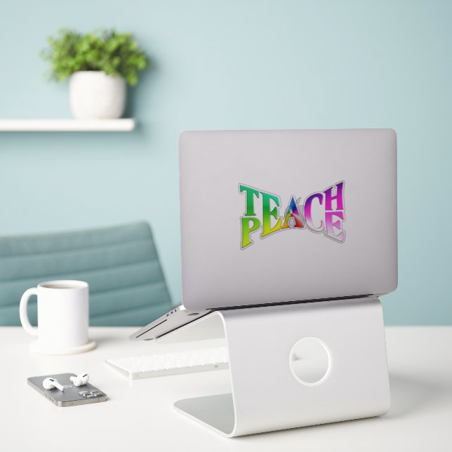 Adesivo TEACH PEACE Rainbow Graphic (Laptop na mesa)