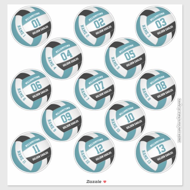 Adesivo teal black 13 jogadores personalizados nomeiam vol (Folha)