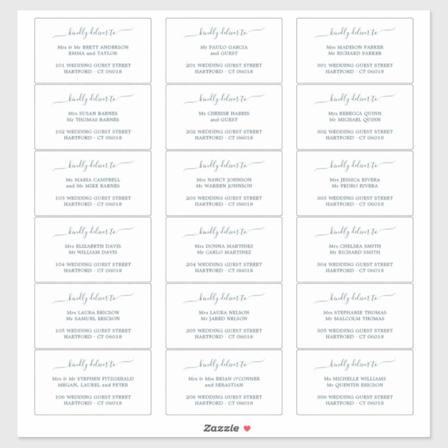 Adesivo Teal Calliografia 18 Rótulos de Endereço Convidado (Folha)