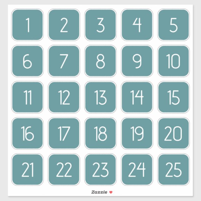 Adesivo Teal Customizable Square Number Stickers  (Folha)
