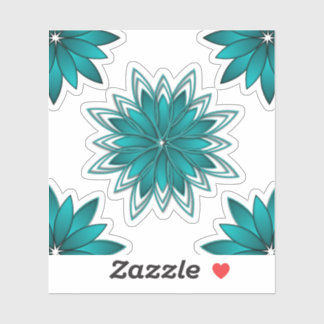 Adesivo Teal Leaf Mandala Design on Dark Cyan