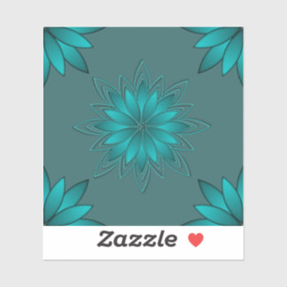 Adesivo Teal Leaf Mandala Design on Dark Cyan